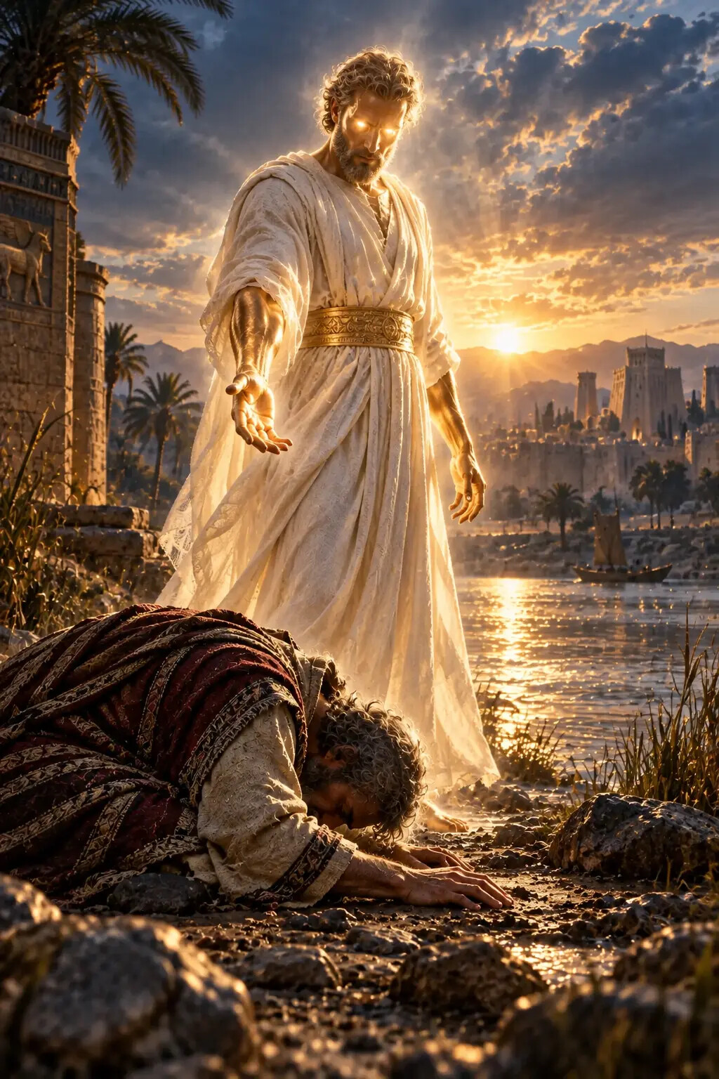 Daniel recibe fortaleza de Dios ante el mensajero celestial junto al río Tigris, según Daniel 10